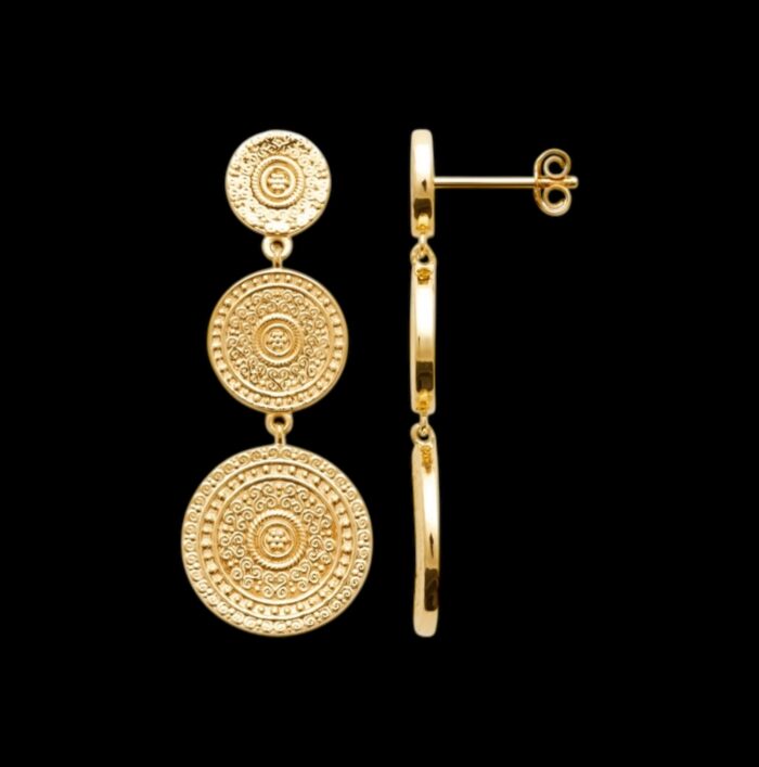 Boucles d'oreilles médaillon - Plaqué or – Image 2