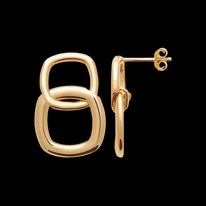 Boucles d'oreilles carrées entrelacées - Plaqué or – Image 2