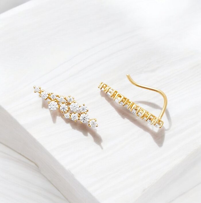 Boucles d'oreilles "Courbe lumière" - Plaqué or – Image 3