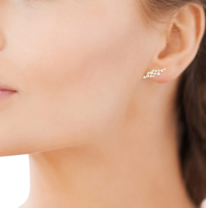 Boucles d'oreilles "Courbe lumière" - Plaqué or – Image 4