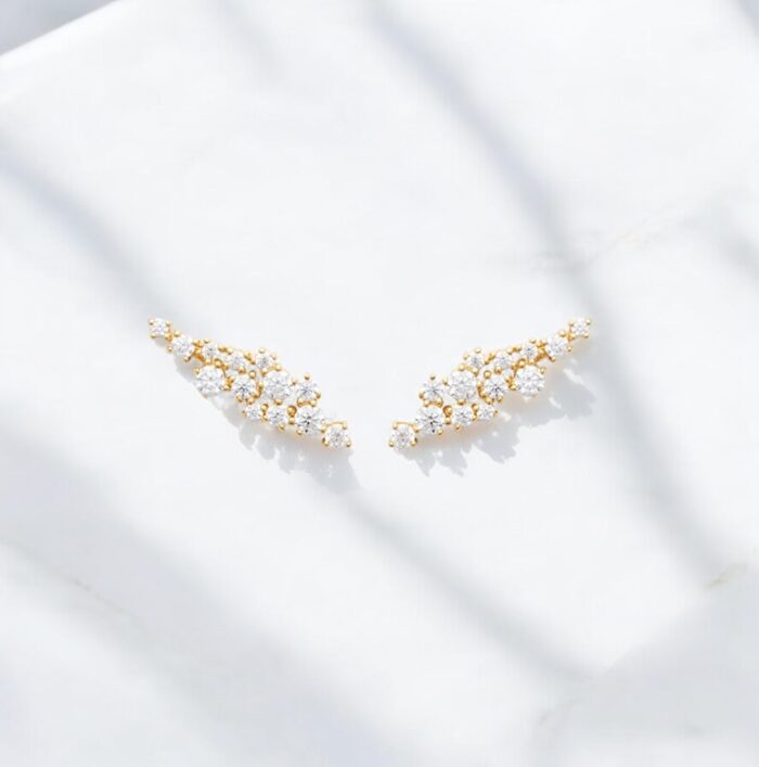 Boucles d'oreilles "Courbe lumière" - Plaqué or – Image 2