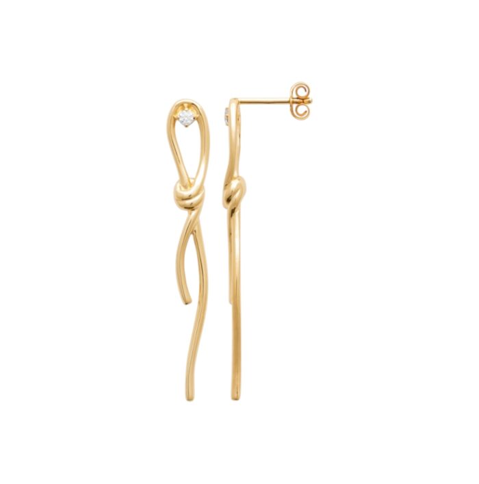 Boucles d'oreilles " Design Noué" - Oxyde de zirconium - Plaqué or