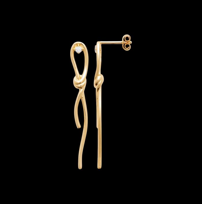 Boucles d'oreilles " Design Noué" - Oxyde de zirconium - Plaqué or – Image 2