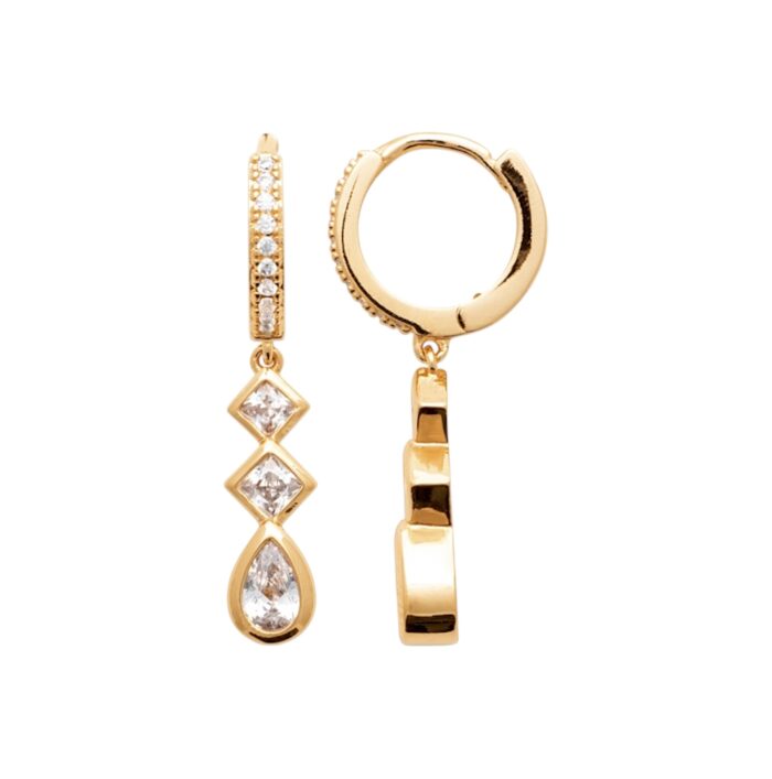 Boucles d'oreilles géométriques - Oxydes de zirconium - Plaqué or
