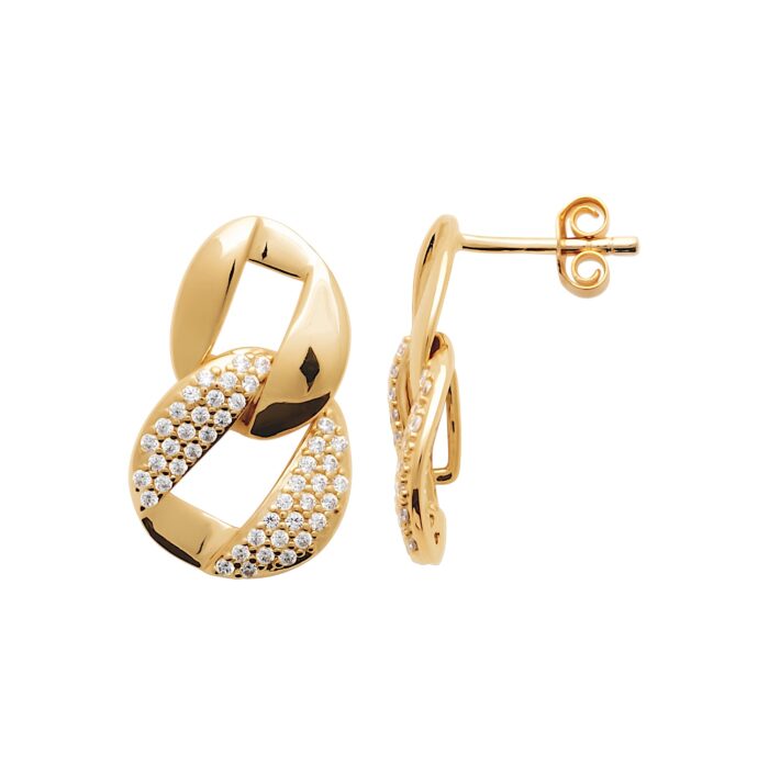 Boucles d'oreilles "Fusion d'éclat" - Oxydes de zirconium - Plaqué or