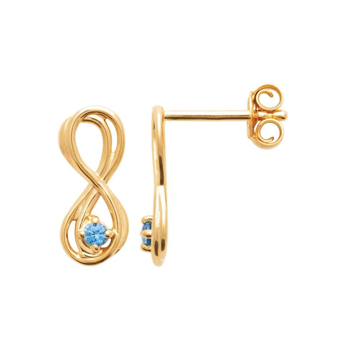Boucles d'oreilles "L'infini bleu" - Oxyde de zirconium - Plaqué or