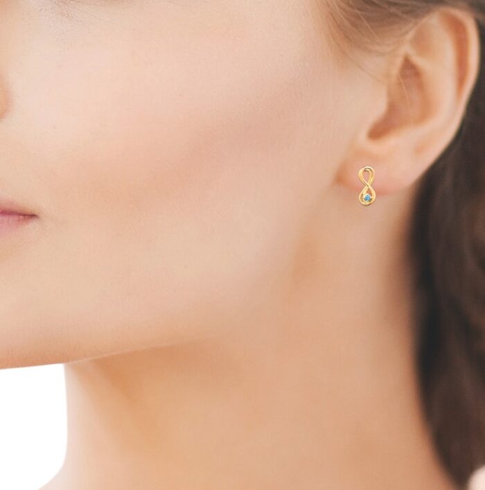 Boucles d'oreilles "L'infini bleu" - Oxyde de zirconium - Plaqué or – Image 4
