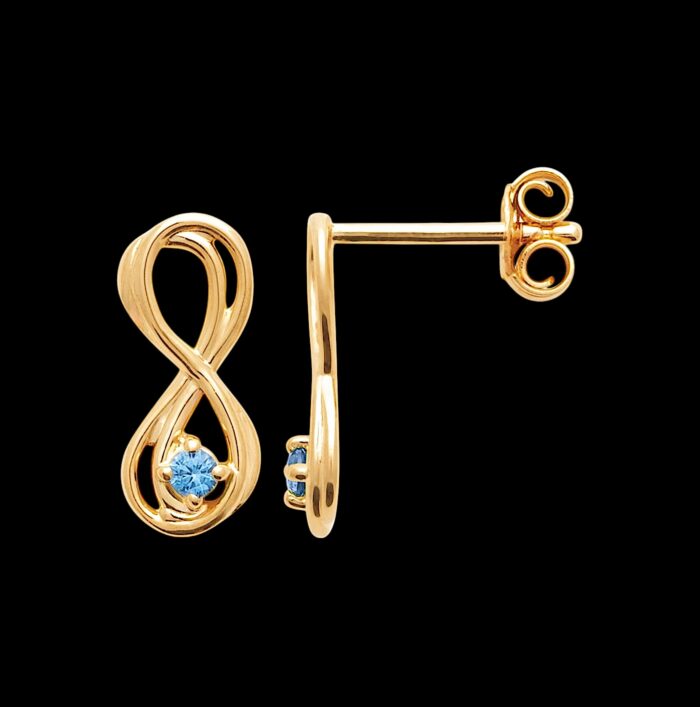 Boucles d'oreilles "L'infini bleu" - Oxyde de zirconium - Plaqué or – Image 2