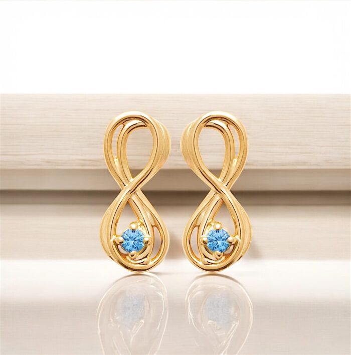 Boucles d'oreilles "L'infini bleu" - Oxyde de zirconium - Plaqué or – Image 3