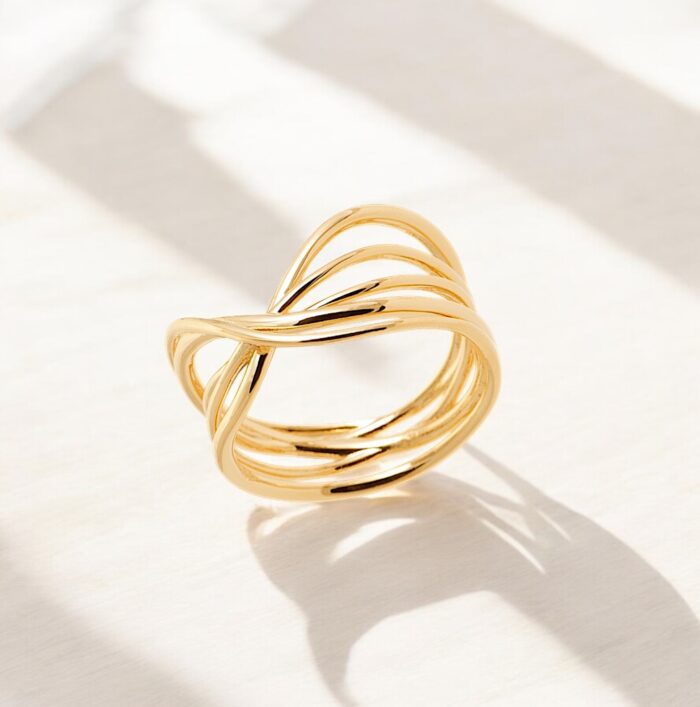 Bague "Élan croisé" - Plaqué or – Image 3
