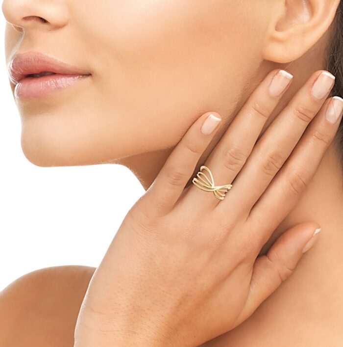 Bague "Élan croisé" - Plaqué or – Image 4