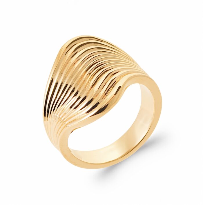 Bague "Vague dorée" - Plaque or