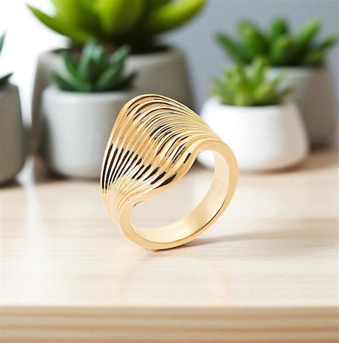 Bague "Vague dorée" - Plaque or – Image 3