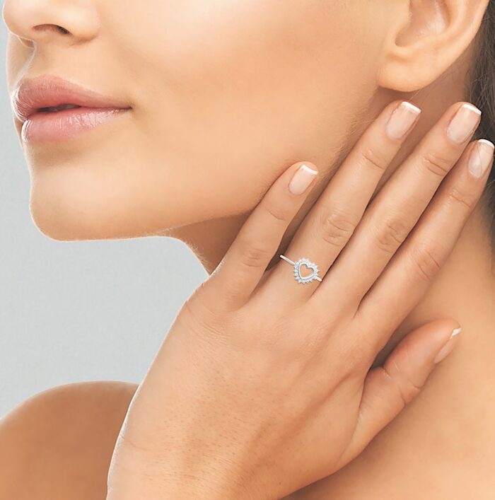 Bague "Coeur radieux" - Oxydes de zirconium - Argent rhodié – Image 3