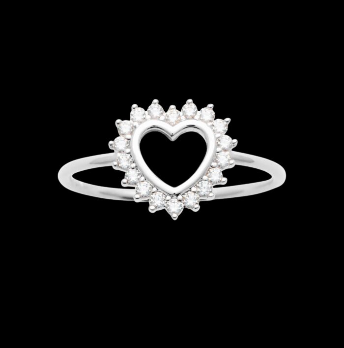 Bague "Coeur radieux" - Oxydes de zirconium - Argent rhodié – Image 2