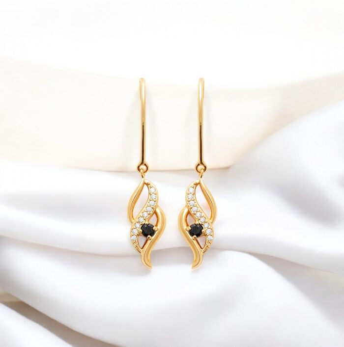 Boucles d'oreilles pendantes "Élégance" – Oxydes de zirconiums – Plaqué or – Image 3