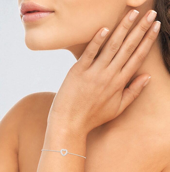 Bracelet "Coeur radieux" - Oxydes de zirconium - Argent rhodié – Image 4