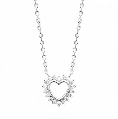 Collier "Coeur radieux" – Oxydes de zirconium – Argent rhodié