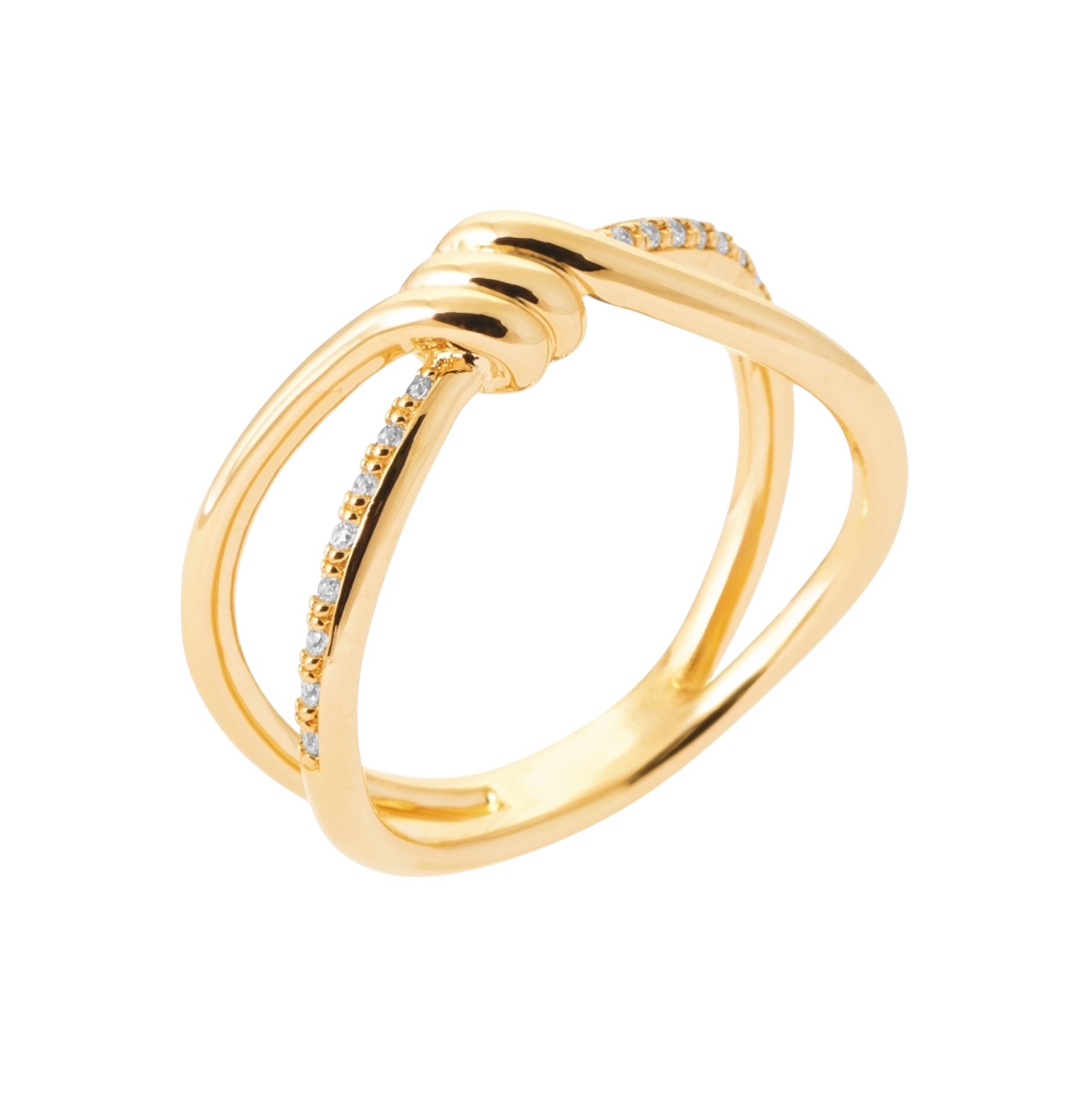 Bague “Noeud” – Oxydes de zirconium – Plaqué or