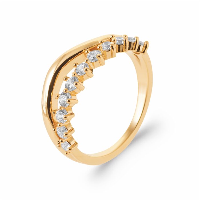 Bague "Oréline”- Oxydes de zirconium – Plaqué or