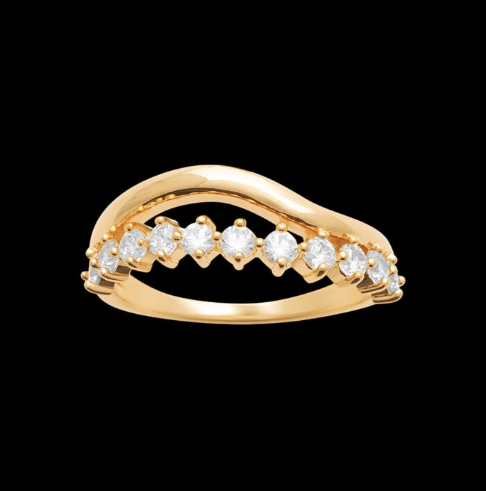Bague "Oréline”- Oxydes de zirconium – Plaqué or – Image 2
