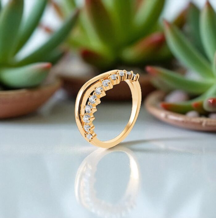 Bague "Oréline”- Oxydes de zirconium – Plaqué or – Image 3