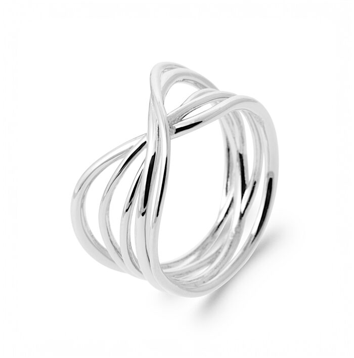 Bague "Élan croisé" - Argent rhodié