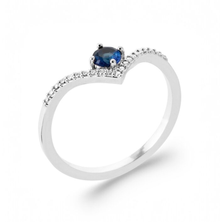 Bague "Azurine" - Oxydes de zirconium - Argent rhodié