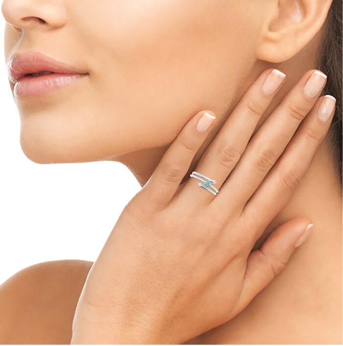 Bague "Aquélya" - Oxydes de zirconium - Argent rhodié – Image 3
