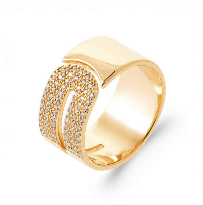 Bague "Élysia" - Oxydes de zirconium - Plaqué or