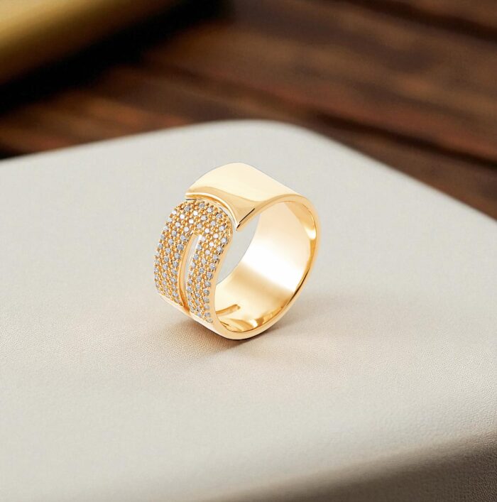Bague "Élysia" - Oxydes de zirconium - Plaqué or – Image 3