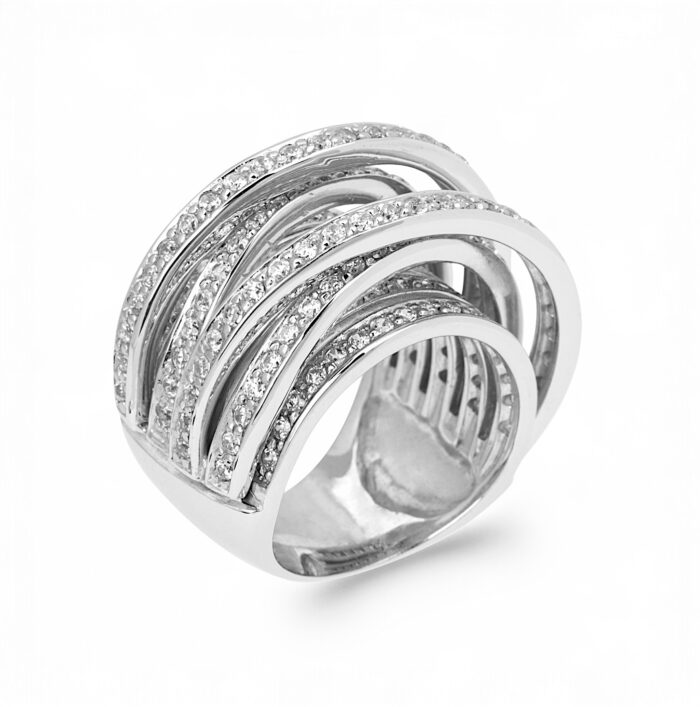 Bague "Impact" – Oxydes de zirconium – Argent rhodié