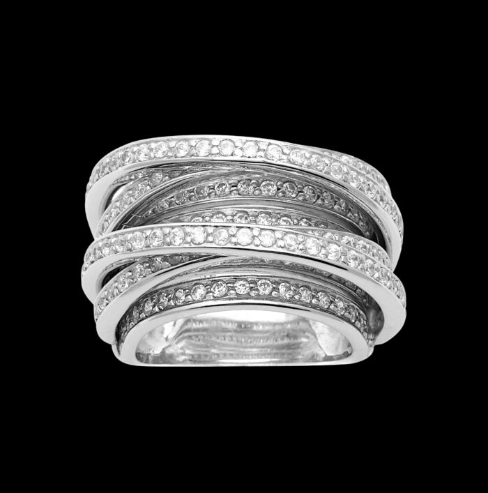 Bague "Impact" – Oxydes de zirconium – Argent rhodié – Image 2