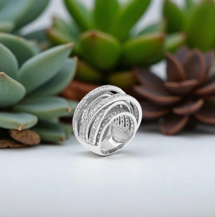 Bague "Impact" – Oxydes de zirconium – Argent rhodié – Image 3