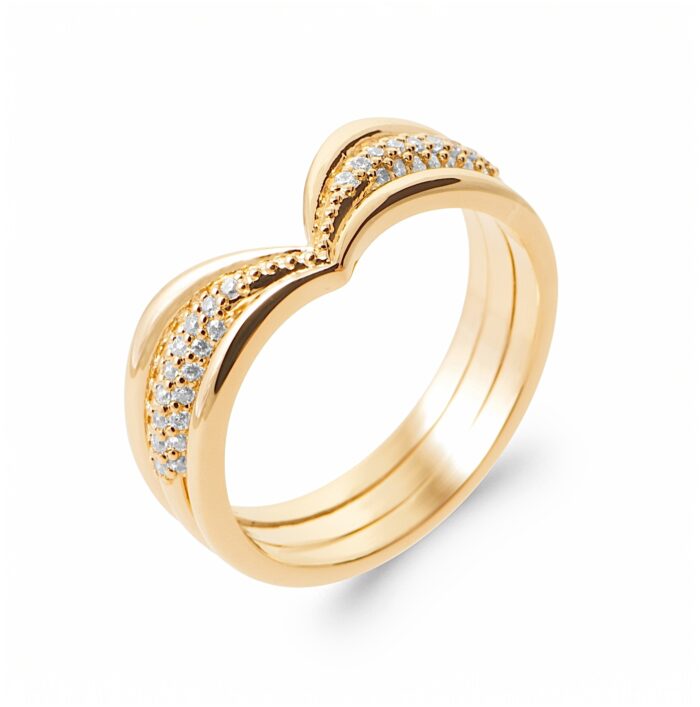 Bague "Lumina" – Oxydes de zirconium – Plaqué or