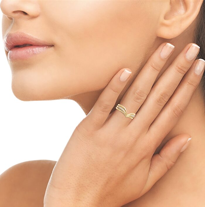 Bague "Lumina" – Oxydes de zirconium – Plaqué or – Image 4