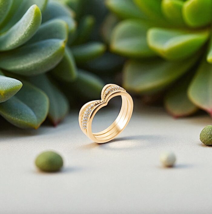 Bague "Lumina" – Oxydes de zirconium – Plaqué or – Image 3