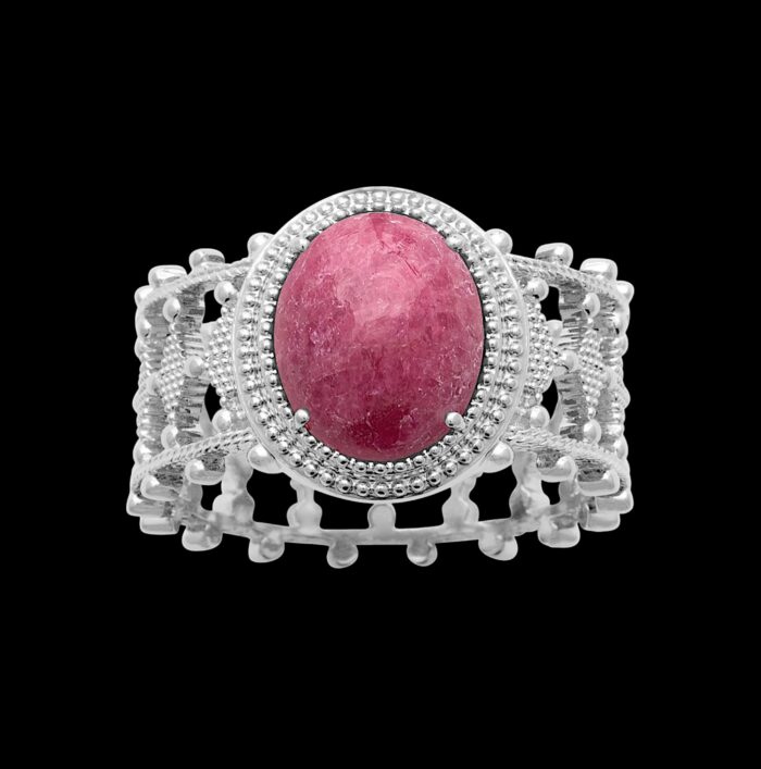Bague "Thalya" – Rhodonite– Argent rhodié – Image 2