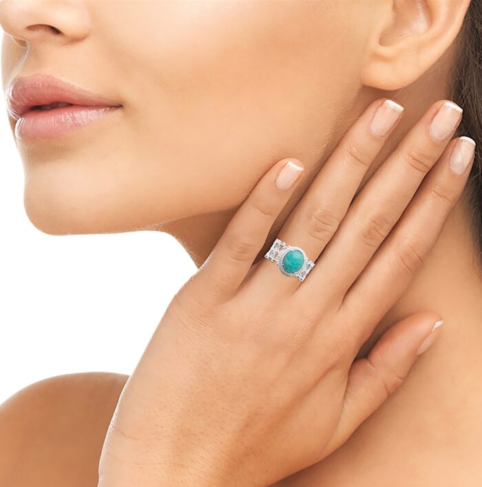 Bague "Azéa" – Amazonite – Argent rhodié – Image 4