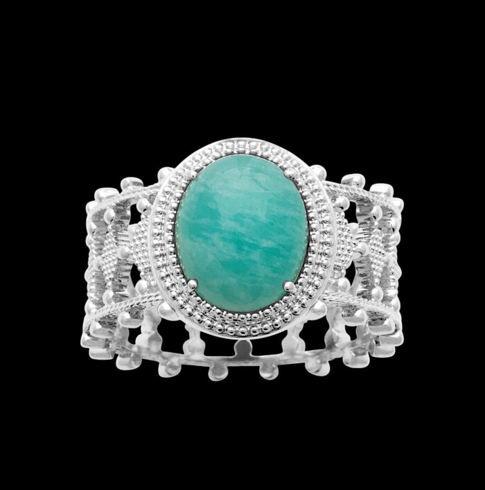Bague "Azéa" – Amazonite – Argent rhodié – Image 2