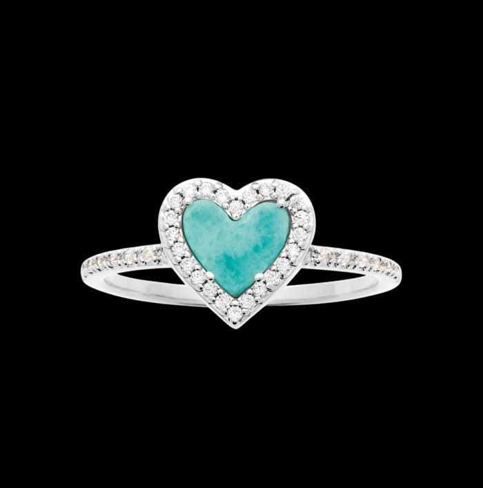 Bague "Amazia" - Amazonite - Oxydes de zirconium - Argent rhodié – Image 2