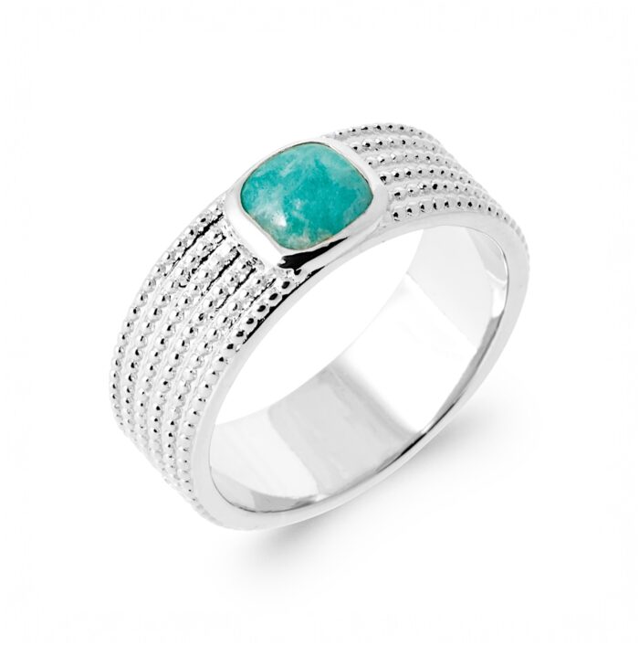Bague "Vetra" – Amazonite – Argent rhodié