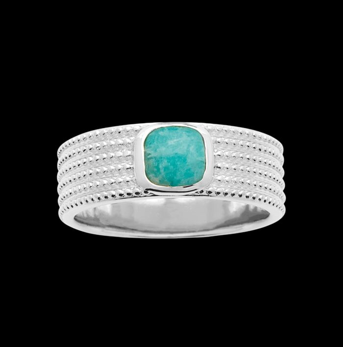 Bague "Vetra" – Amazonite – Argent rhodié – Image 2