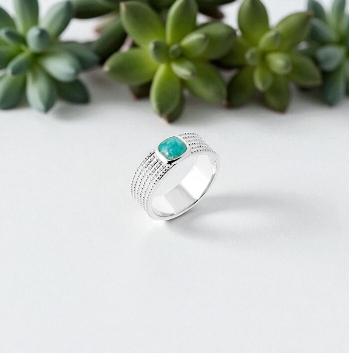 Bague "Vetra" – Amazonite – Argent rhodié – Image 3