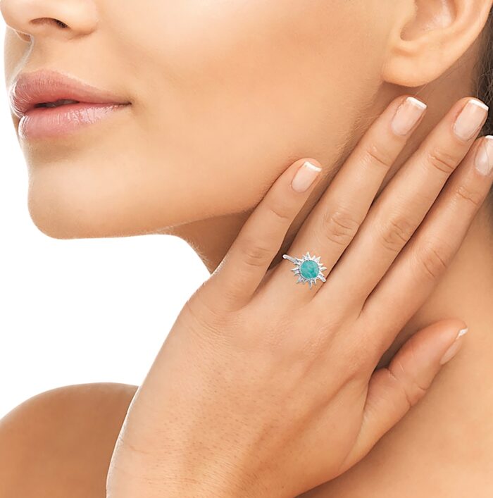 Bague "Solyara" – Amazonite – Argent rhodié – Image 4