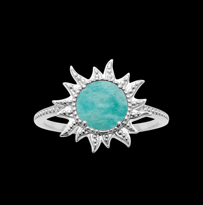 Bague "Solyara" – Amazonite – Argent rhodié – Image 2