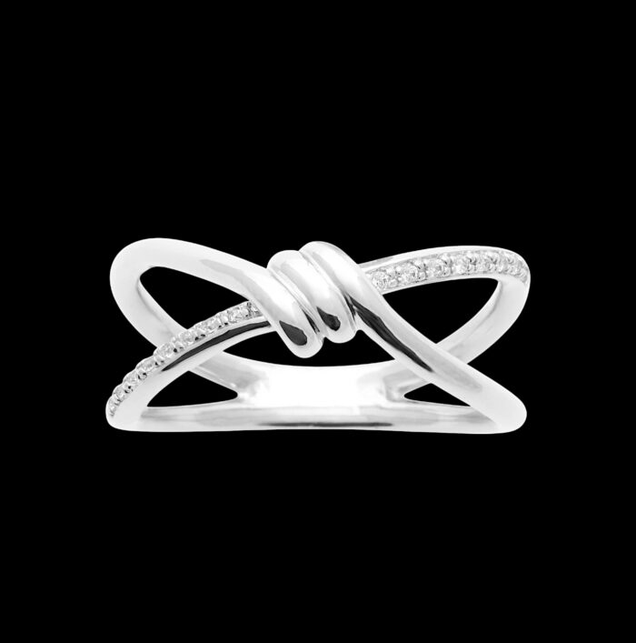 Bague "Noeud" – Oxydes de zirconium – Argent rhodié – Image 2