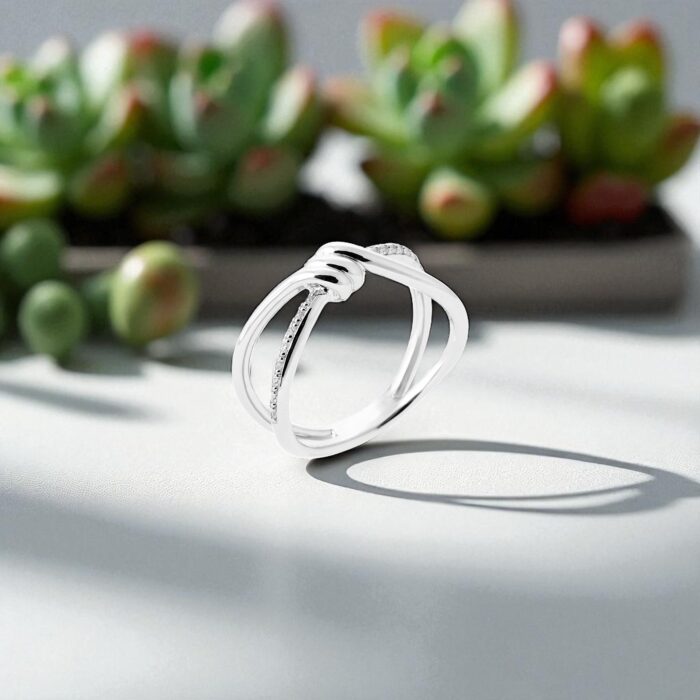 Bague "Noeud" – Oxydes de zirconium – Argent rhodié – Image 3