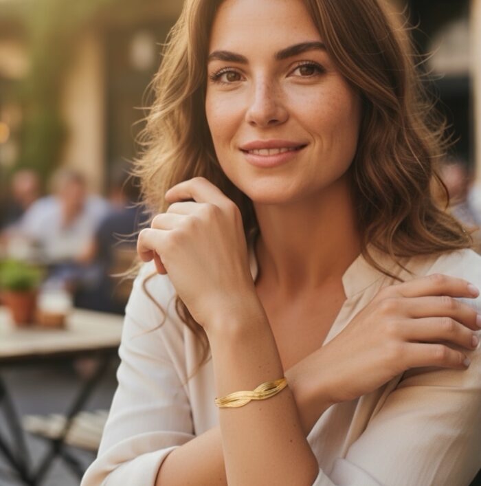 Bracelet jonc “Élaxure” – Plaqué or – Image 3