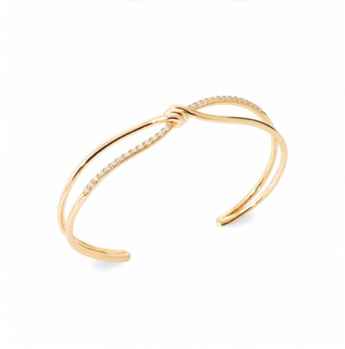 Bracelet jonc "Noeud” – Oxydes de zirconium – Plaqué or
